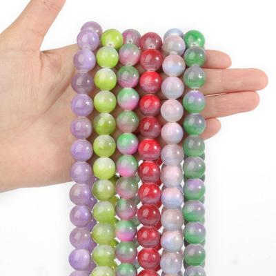 6mm 8mm 10mm 12mm Rodada Colorida Seda Dourada Jade Solta Espaçador Pedra Contas Para Fazer Jóias Pulseira Artesanal Artesanato Diy