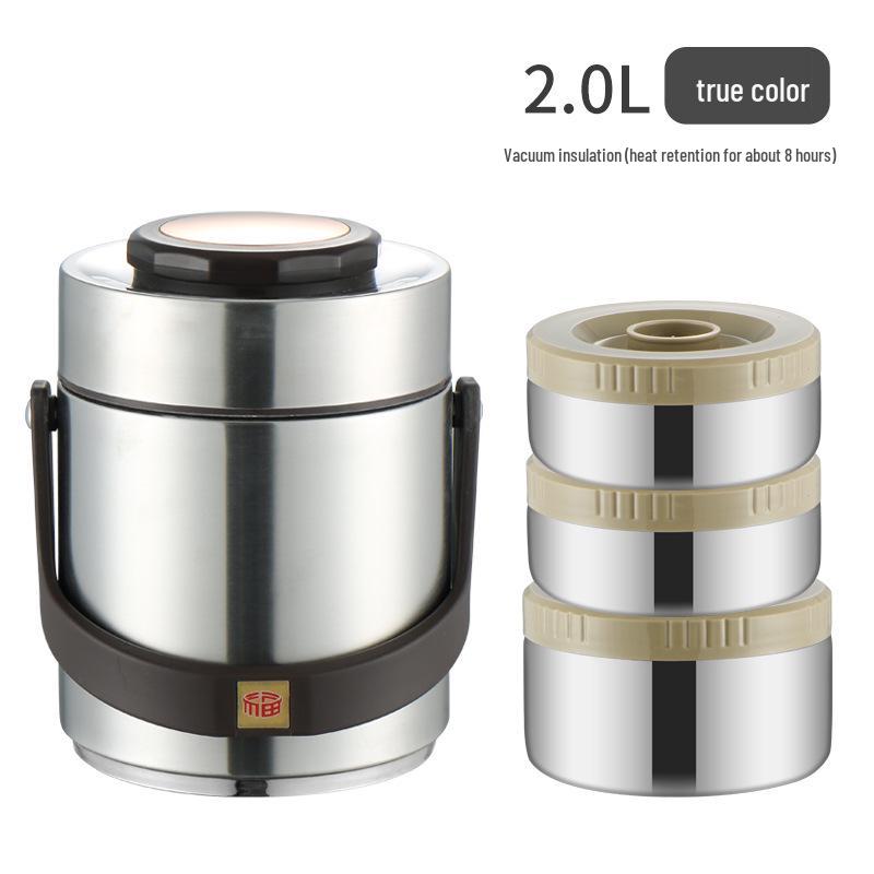 Three-Layer Insulated Stainless Steel Lunch Box - Large Capacity, Portable, Compartmented Container for Students and Office Workers