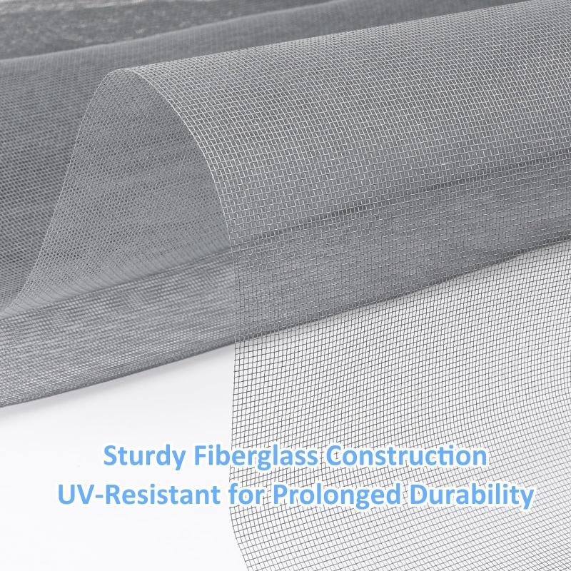 Window Screen Net DIY Ease Cutting Glass Fiber Mesh Good Ventilation Door Screen Durable Washable Removable Screen for Home