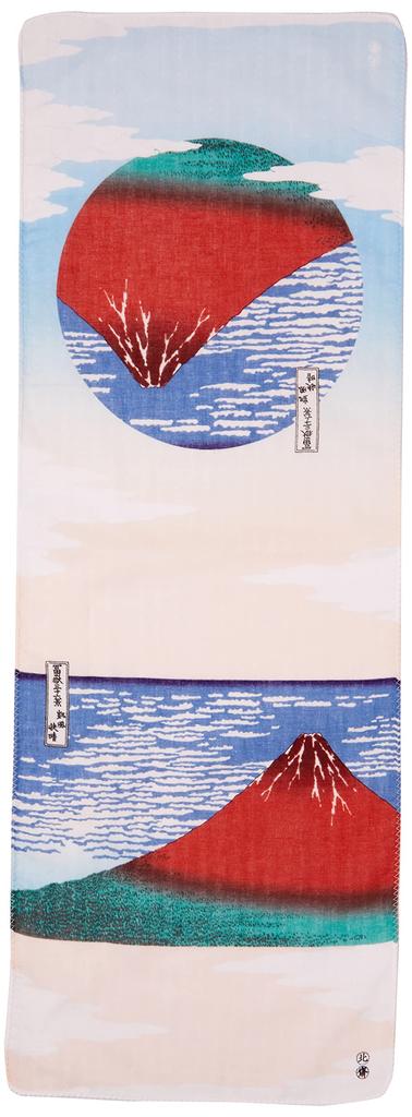 Yamamoto Jin Shoten Japonês Kyoto Mão Gaze Dupla Mão Vento Claro Vermelho 32 x 89 cm Mercadorias, Acessórios, Toalha Ukiyo-e, Toalha, Fuji, (Hokusai),