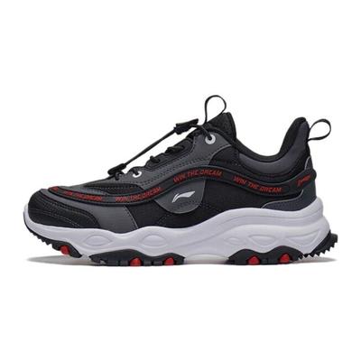 Li Ning Kids Qi Yue Versatile Anti-Kick Shock Absorbing Wear-Resistant Casual Shoes Kids Casual Shoes Black Gray YKCT156-1