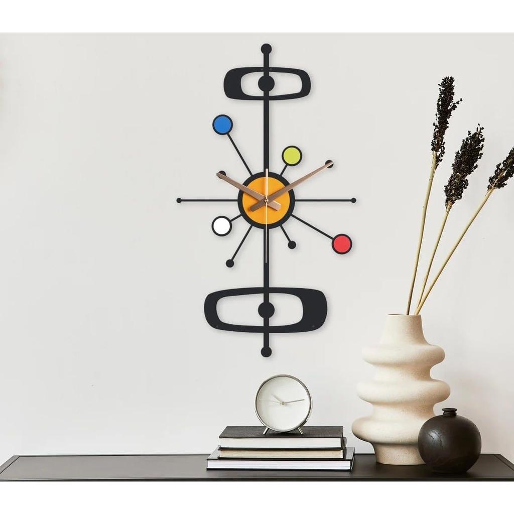 Large World Map Wall Clock, Metal Minimalist Modern Clock, Round Silent Non-Ticking Battery Operated Wall Clocks for Living Room/Home/