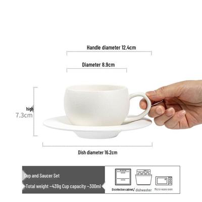 Soft Ruanyue Pure White Ceramic Coffee Cup and Saucer Set