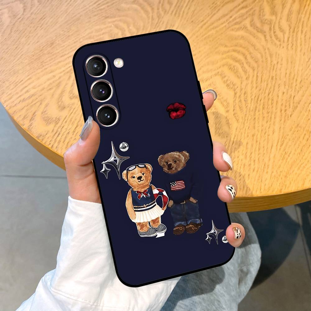 D-CartoonS Bear R-PoloS Phone Case Black Ultra-thin Shockproof Case For Samsung S24/S25/S22/S30/Note20/Lite/Ultra/5G/Plus/FE