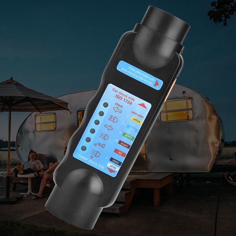 12V 7 Pin Car Towing Light Tester Trailer Plug Socket Diagnostic Tools Wiring Check Light Test Plug Socket Car Truck Accessories