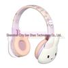 Purple Moon Rabbit Cartoon Over-Ear Bluetooth Headphones for Girls and Children