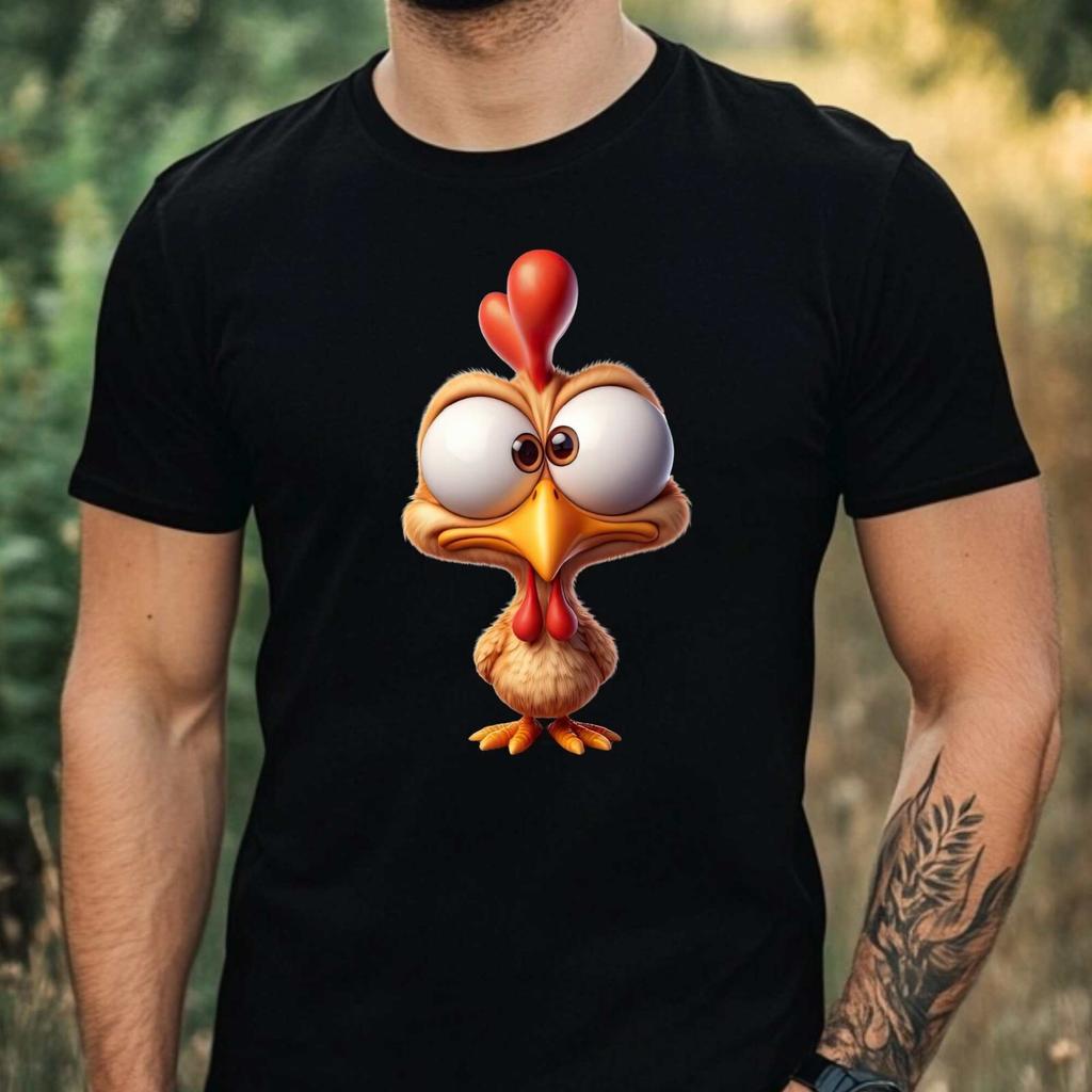 Mens Funny Chicken Print Cotton T-Shirt Size XS To 5XL-