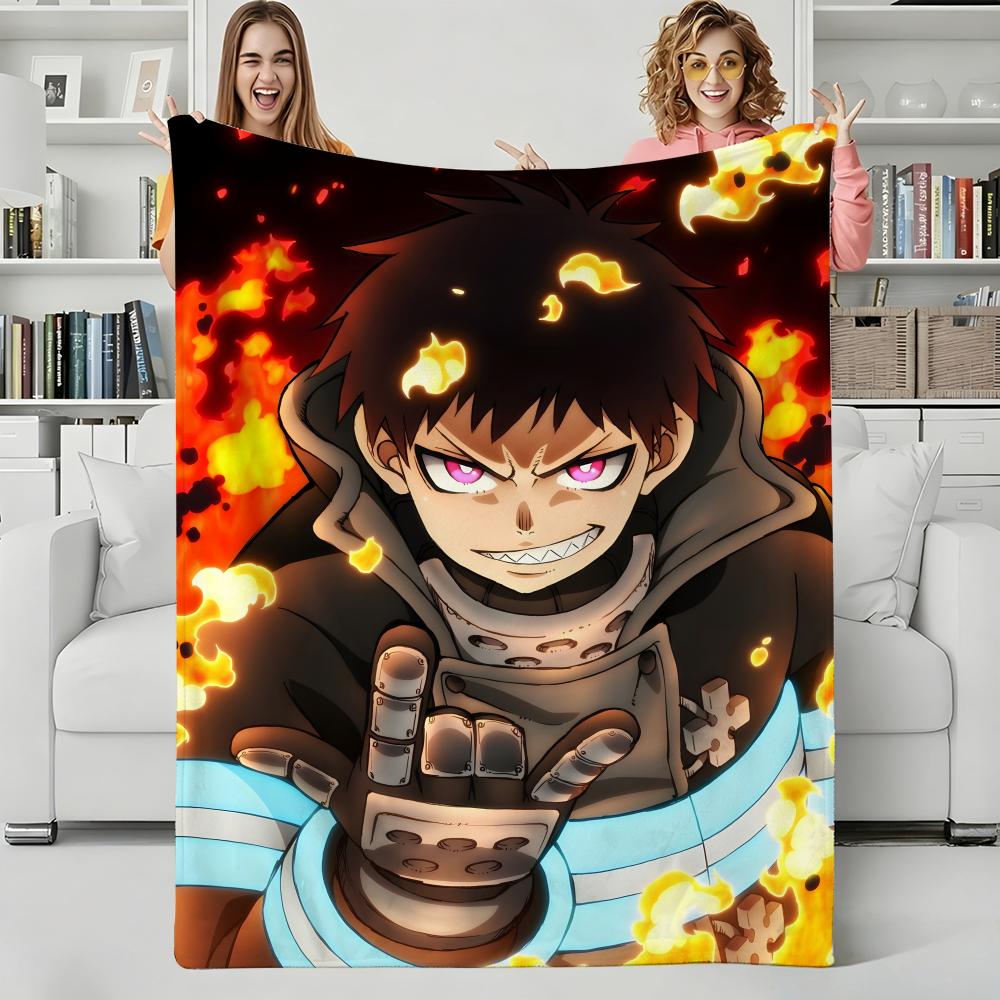 Anime F-Fire Force Throw Flannel Blanket Perfect for Sofa Office Bed Travel Sleep Read Relax Camping four season use 75x90cm