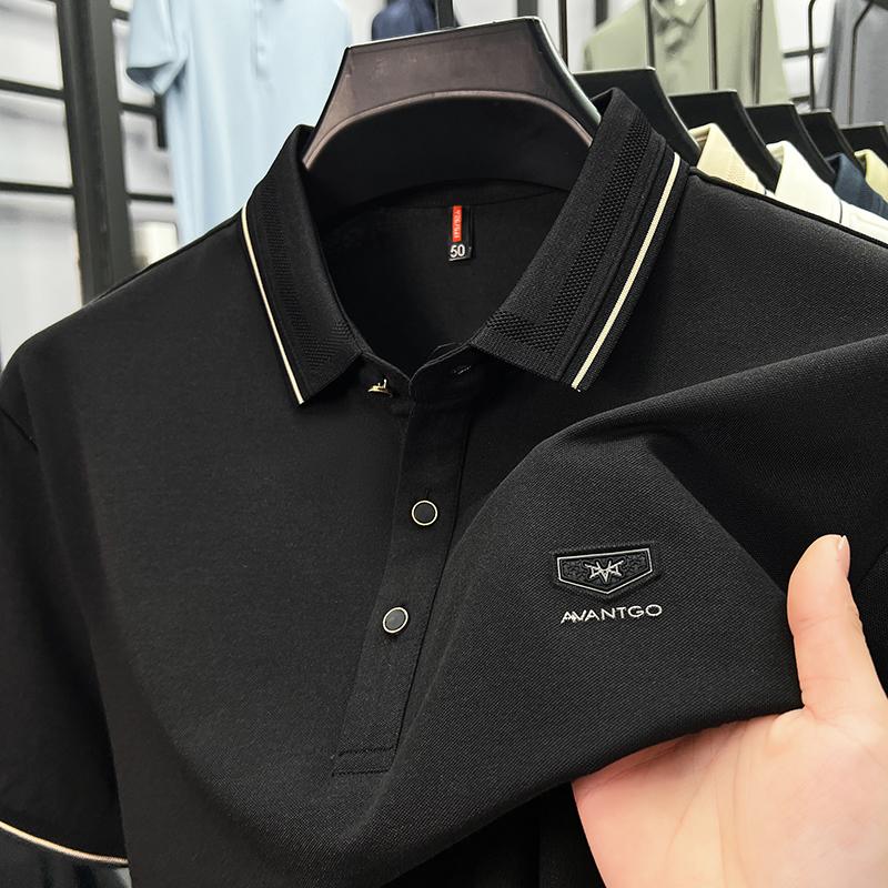 Light luxury brand men's short sleeve polo shirt summer new item high-end letter golf comfortable cotton casual business T-shirt