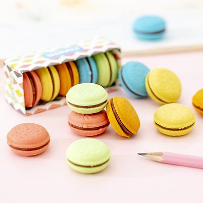 Kawai Creative Stationery Macaron Color Sandwich Biscuit Eraser Cute Elementary School Childrens Lovely Office School Supplies