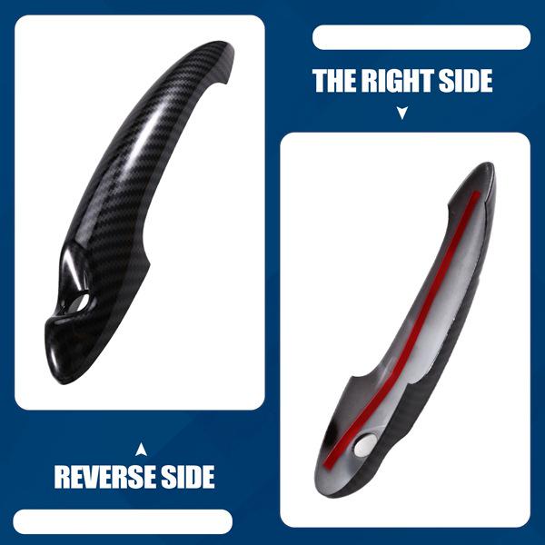 Mini Door Handle Covers: Carbon Fiber Texture, ABS Material, Outer Pull Style.