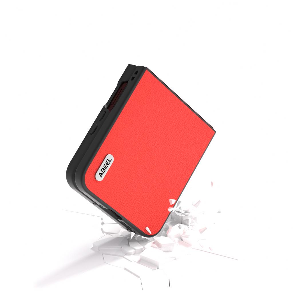 ABEEL For Motorola Razr 60 Ultra 5G Case Electroplating Genuine Cow Leather Coated PC Phone Cover