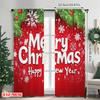 Flat Printing Merry Christmas Popular Curtain New Year Polyester Without Electricity Birthday Party Use Curtains Set Of 2 Made