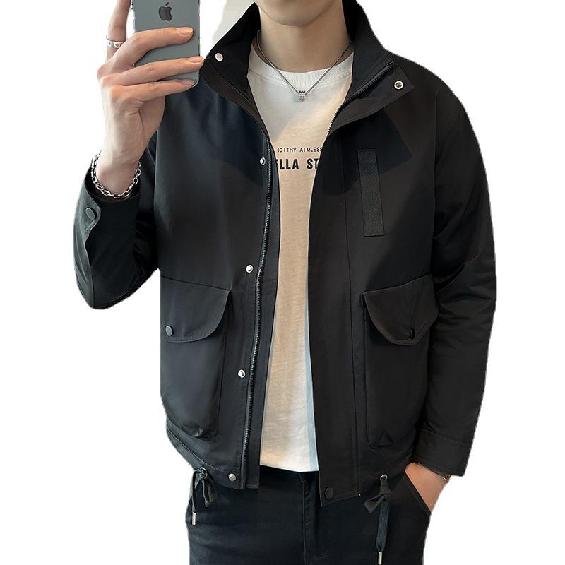 Men's Baseball Collar Flight Jacket Men's Korean Version Youth Versatile Spring New Solid Color Men's Casual Jacket