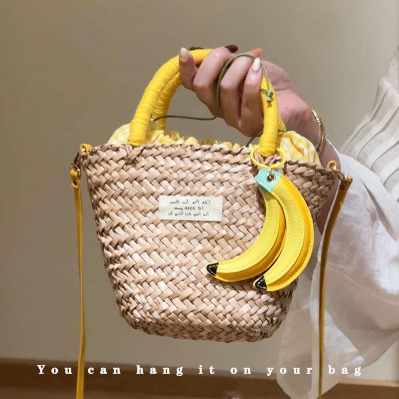 Cute Banana Pendants Suitable for Bags Women's Handbags, Shoulder Bags, PU Leather Keychain Accessories Bag Accessories