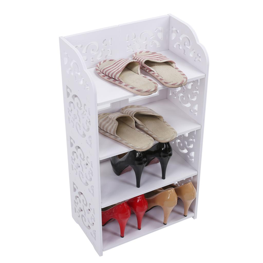 White 4 Tiers Shoe Rack Stand Storage Organiser Unit Shelf Home
