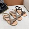Wedge heel sandals women's spring and summer new fairy wind rhinestone elastic band open-toe fashion sandals