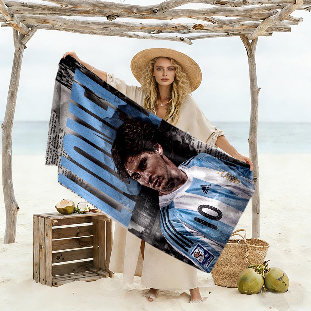 Football Messi Beach Towel Super Soft Microfiber Quickdry Fabric Comfortable Lightweight