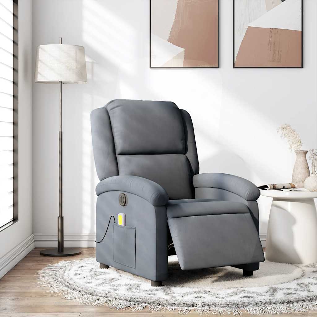 Electric Massage Chair Dark Grey Velvet