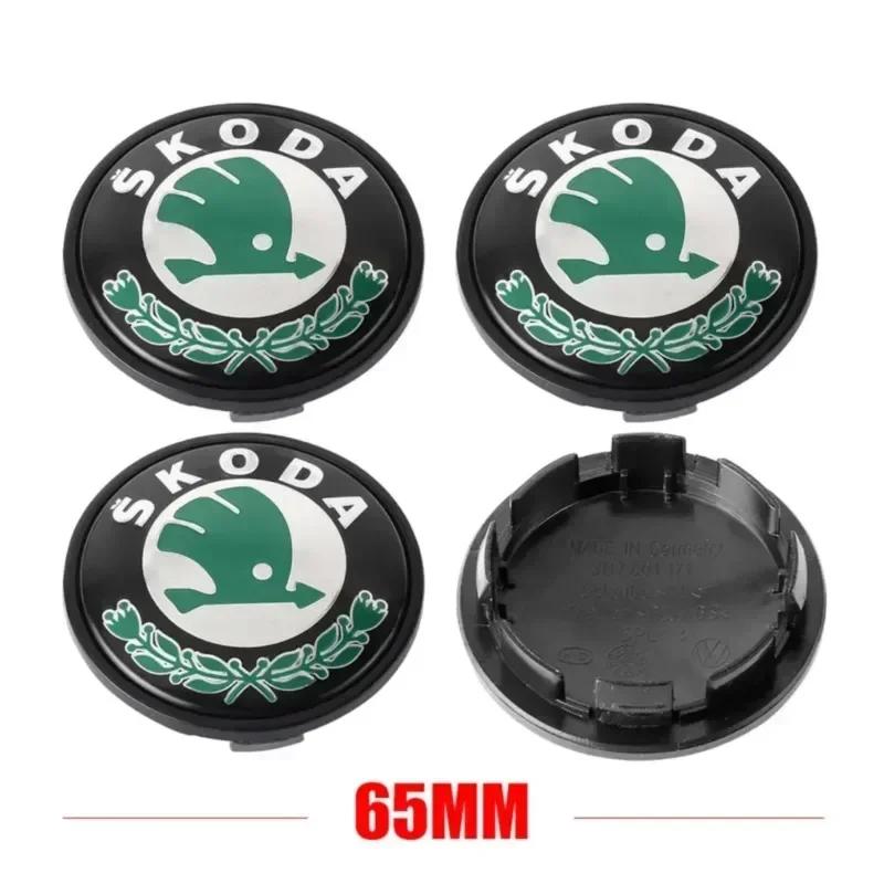 55/65MM Estilo de Carro Tampas Centrais de Roda Calotas Substituição Para Skoda Octavia Rapid Kodiaq Karoq Fabia Kamiq Superb Derivativ