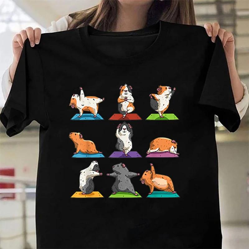 

Yoga Guinea Pig Printing T Shirt Unisex Cool Summer Casual T Shirt Women Clothing Fashion Graphic T Shirts Aesthetic Clothes Y2k 4XL