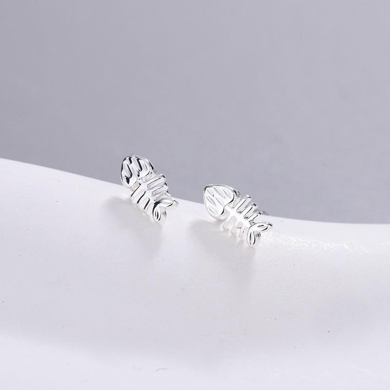New Fashion Personalized Simple Fishbone 925 Sterling Silver Jewelry Cute Creative Exquisite Stud Earrings 3829