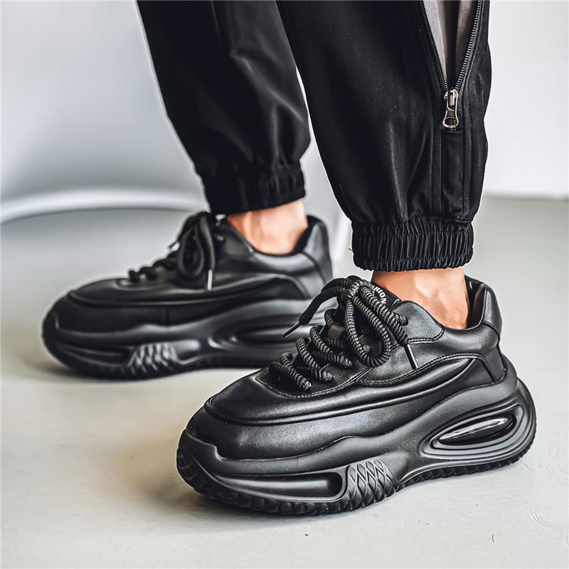 Herren Leder Trend Klobiger Sneaker Outdoor Rutschfest Atmungsaktiv Lässig Laufschuhe Bequeme Arbeitsschuhe