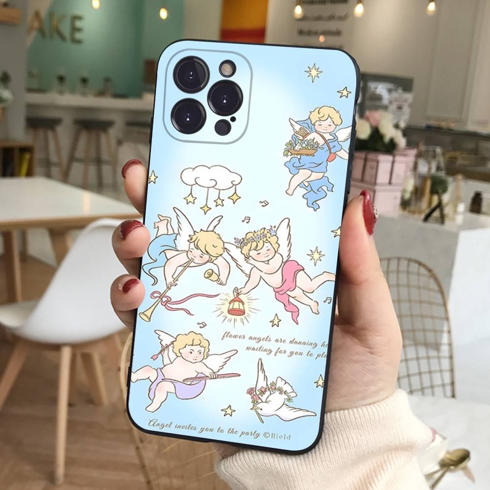 Middle Ages Retro Cupid Angel Phone Case For IPhone 12 11 13 14 15 16 17 Pro Max Plus Mini Cover