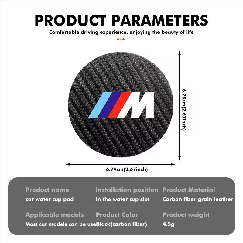 2Pcs Car Leather Coaster Mat Anti-slip Water Cup Pad For BMW M Performance E46 E90 E60 F20 X1 F10 F30 X3 E70 E39 E36E87 Sticker hkvr74