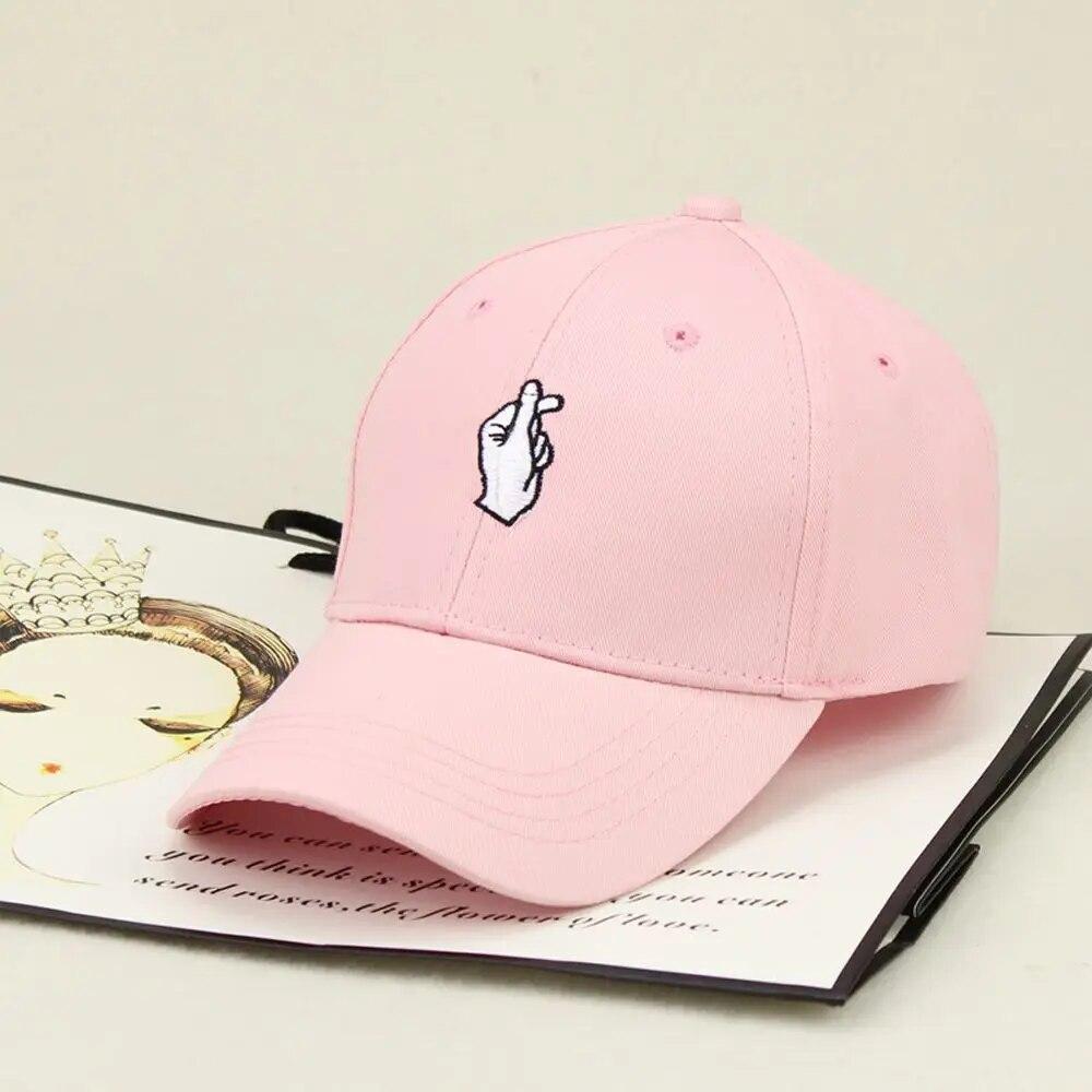 Pink Hat Men Women Baseball Cap HipHop Curved Snapback Love Finger Gesture Adjustable Baseball Cap Summer Sunhat