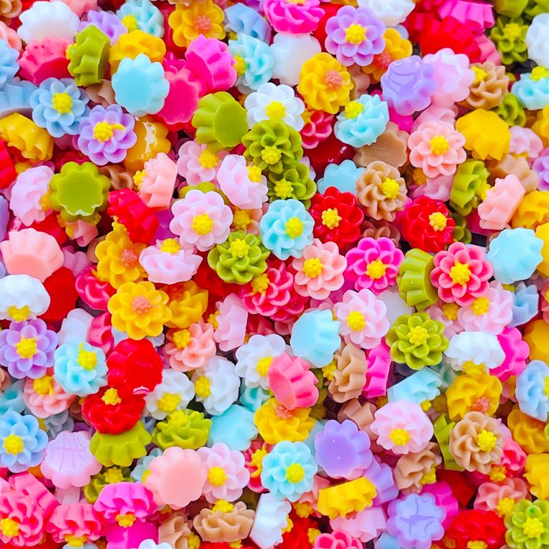 

100Pcs New 6Mm Kawaii Cute Mixed Flowers Flat Back Resin Cabochons Scrapbooking Diy Jewelry Craft Decoration Accessorie A41