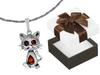Large Silver Oxidized Necklace Cat With Amber Kitten Amber Choker 38