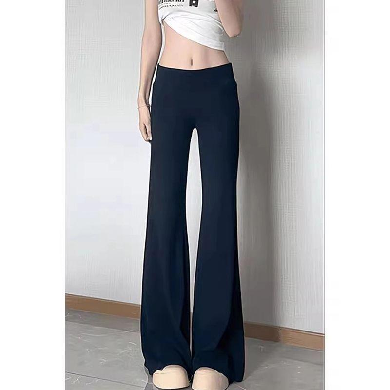 Frühlingsgraue Strick-Mikro-Flare Weitbeinige Hose – Lässig, Niedrige Taille, Damen-Jogginghose, Neuer Frühling/Sommer-Eingang.