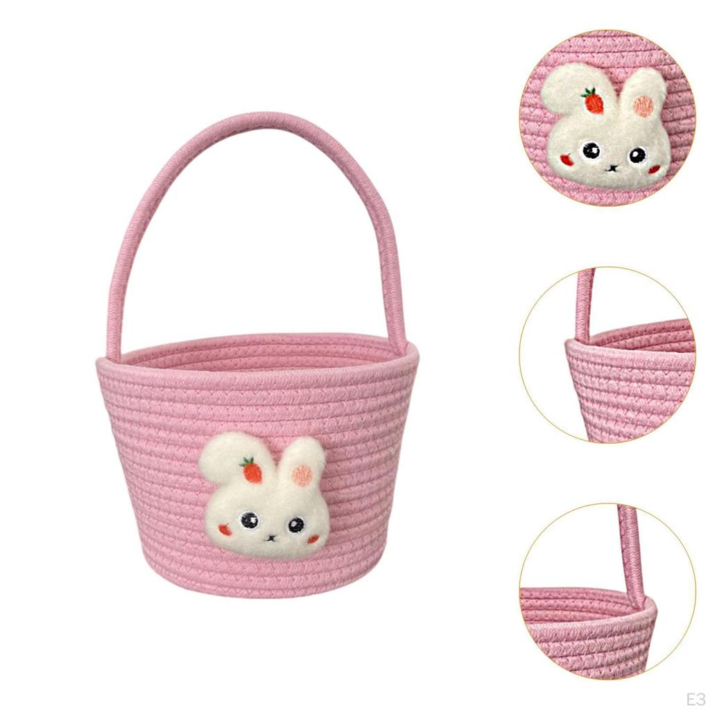 Påskkorg Kanin Söt Godis Gåvor Förvaring Flätad Rep Gåva för
