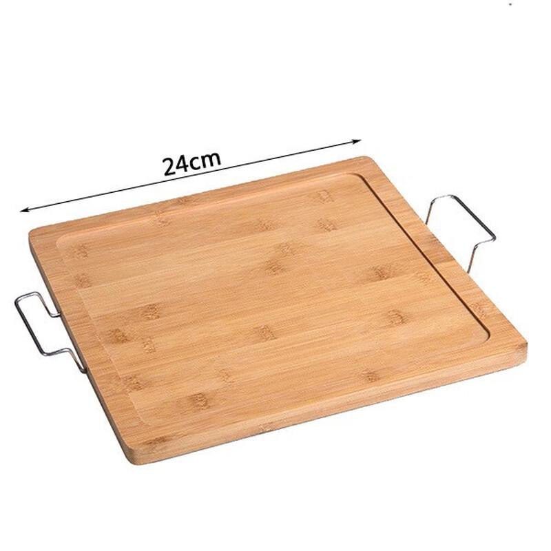Small Square Bamboo Wood Serving Tray with Handles