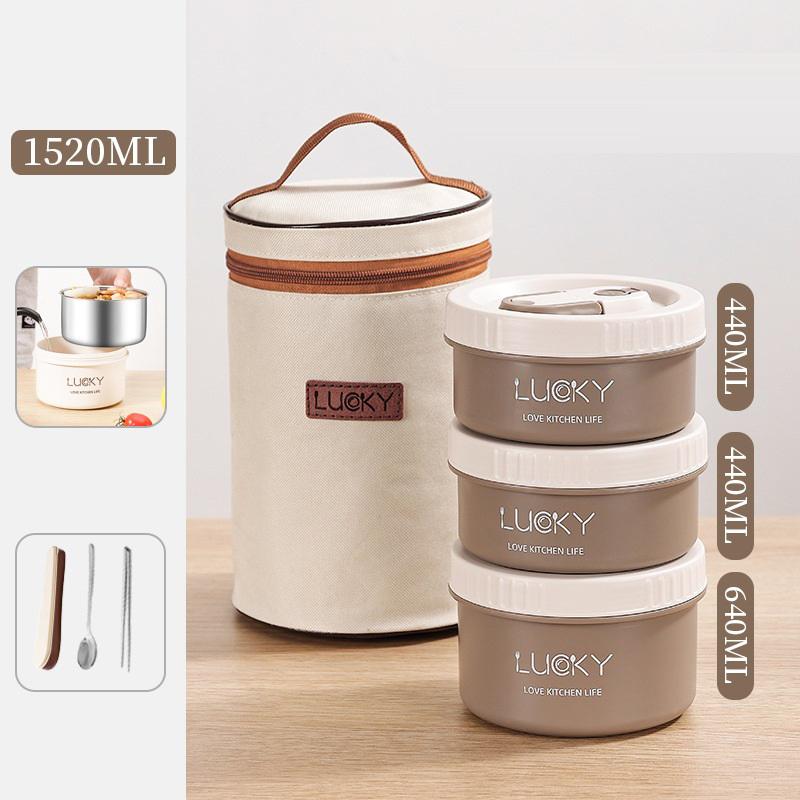 1Set Lunch Box Portable Insulated Lunch Container Set Stackable Bento Stainless Steel Lunch Container