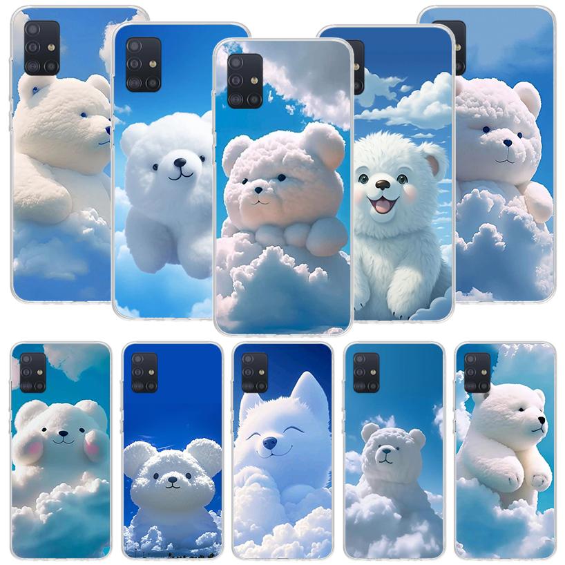 Sunny Clouds Teddy Bear Phone Case for Samsung Galaxy A52 A51 A50S A12 A22 A32 A72 A10S A30S A31 A71 Note 20 Ultra 10 Plus S10 G