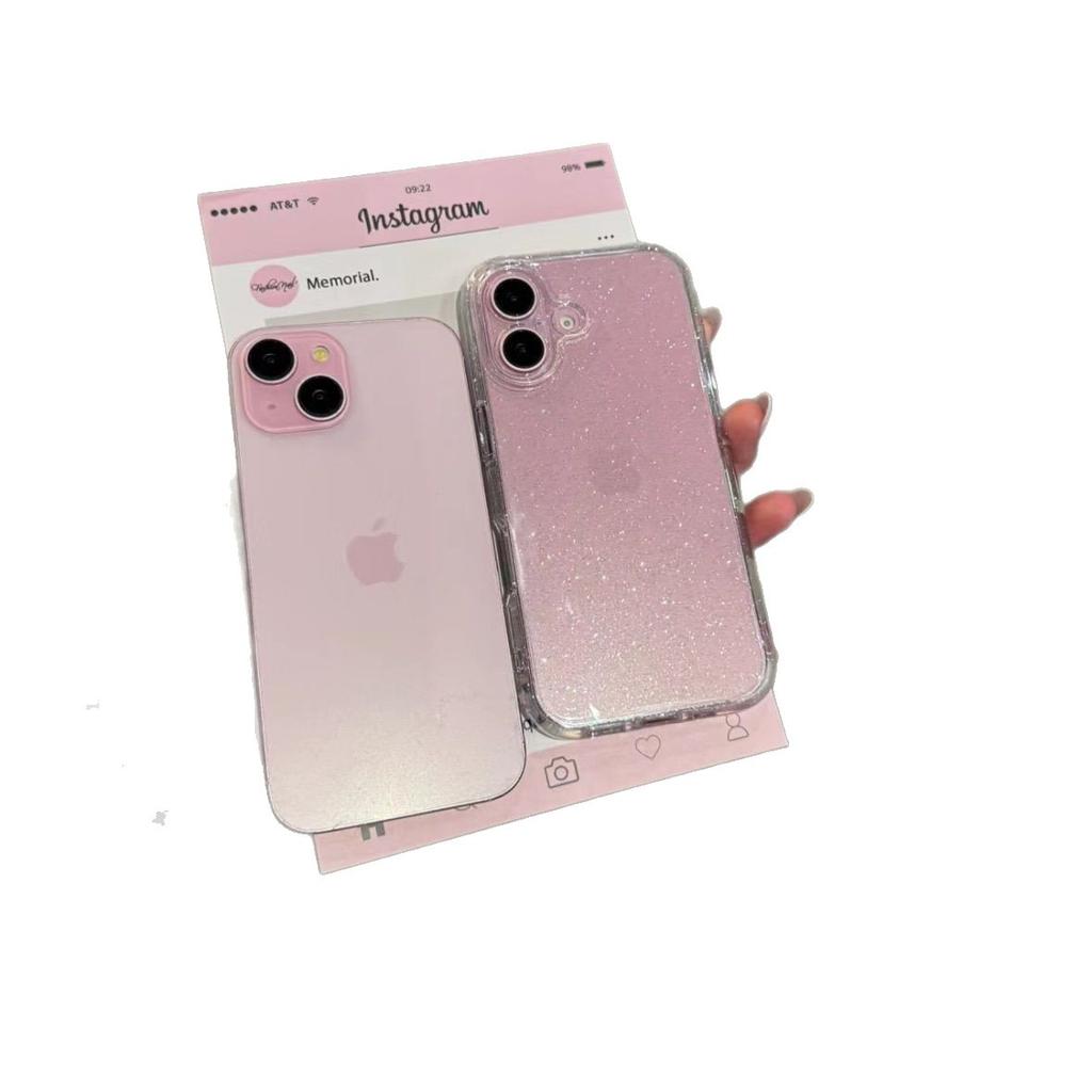 Premium Fine Flash Compatible with Apple 16promax Phone Case Transparent Iphone15 Protective Case 14 Simple 13