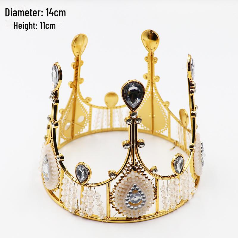 Queen Crown Cake Decoration with Lace, Pearls, and Baby's Breath for Birthdays