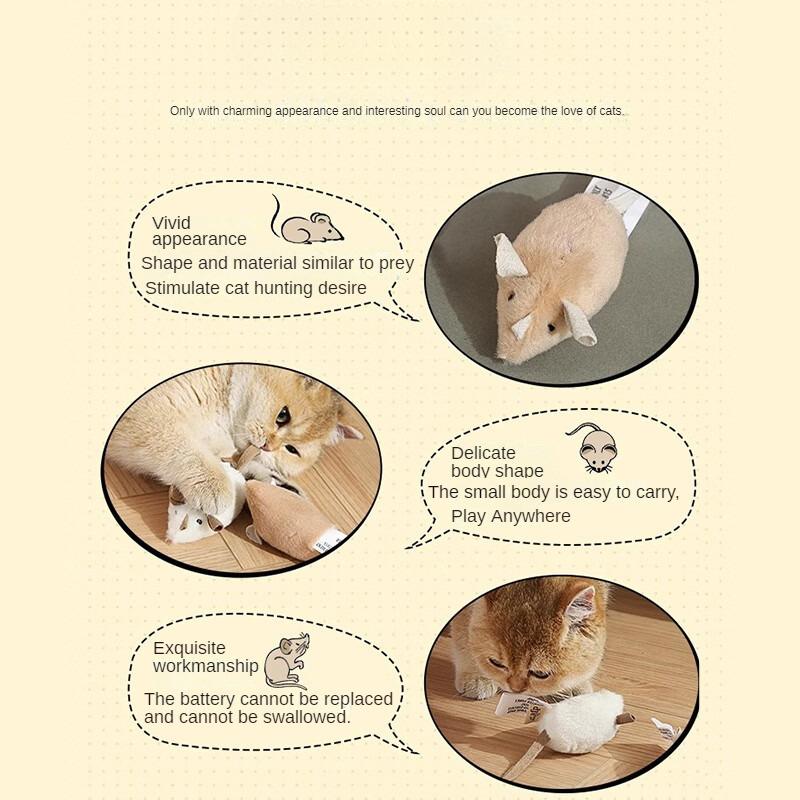 Elektrische Simulation einer kleinen Maus, die Geräusche macht, Kätzchen, Haushalt, Teaser-Stick, Katzenspielzeug, Selbstunterhaltendes Puzzlespielzeug