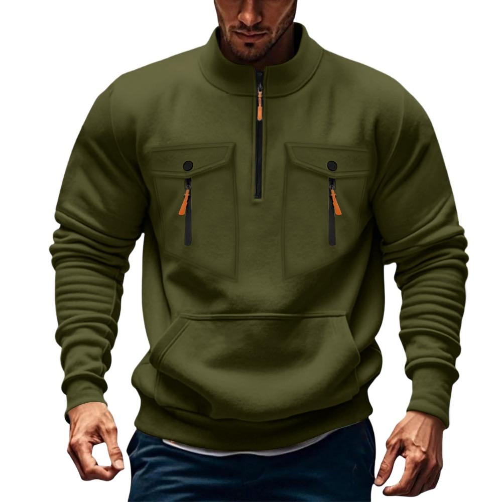 Autumn and Winter Men's Hoodie Zipper Hooded Sweatshirt Sports Casual Cardigan Jacket with Multiple Pockets Hooded