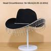 Large Size Western Cowboy Hat Jazz Performance French Style Hat New Water Diamond Tassel Hat  Women