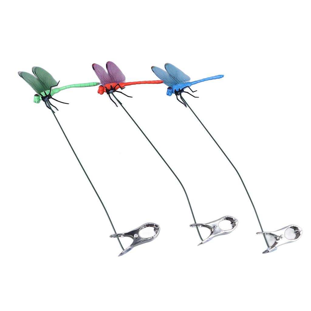 Dragonfly Clip Fake Dragonfly Pole Clips Natural Organic Concept 3D Dragonfly Garden Decor for Family Garden Potted