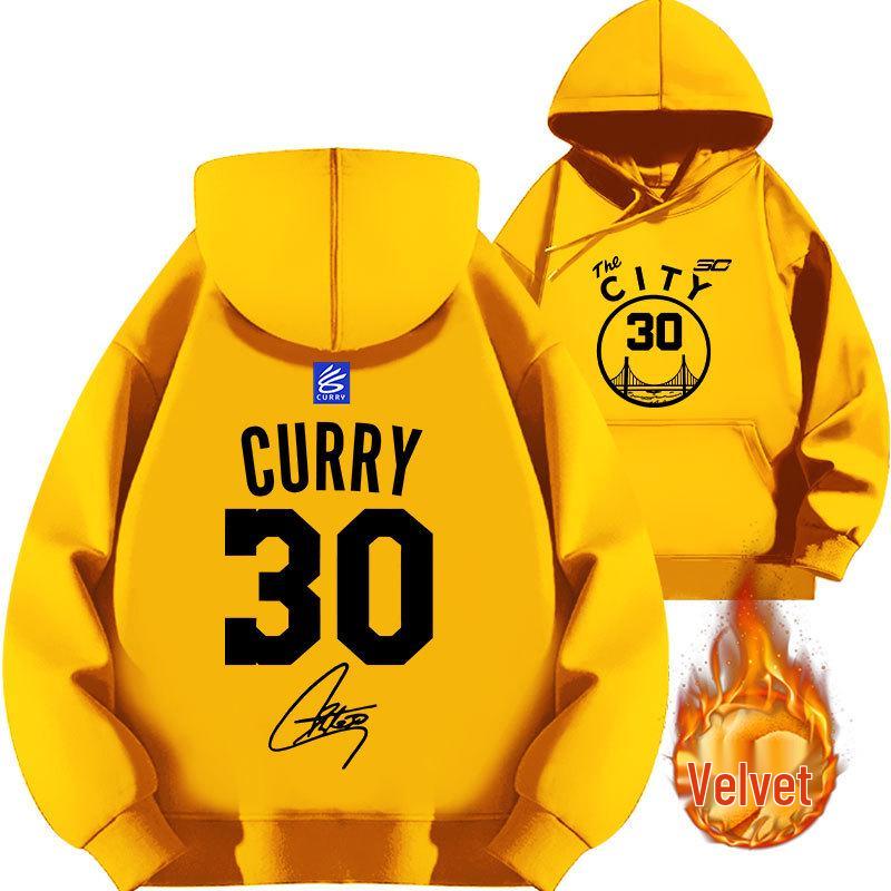 2025 Curry #30 Warriors Hoodie - Thickened Velvet Basketball Sport Top