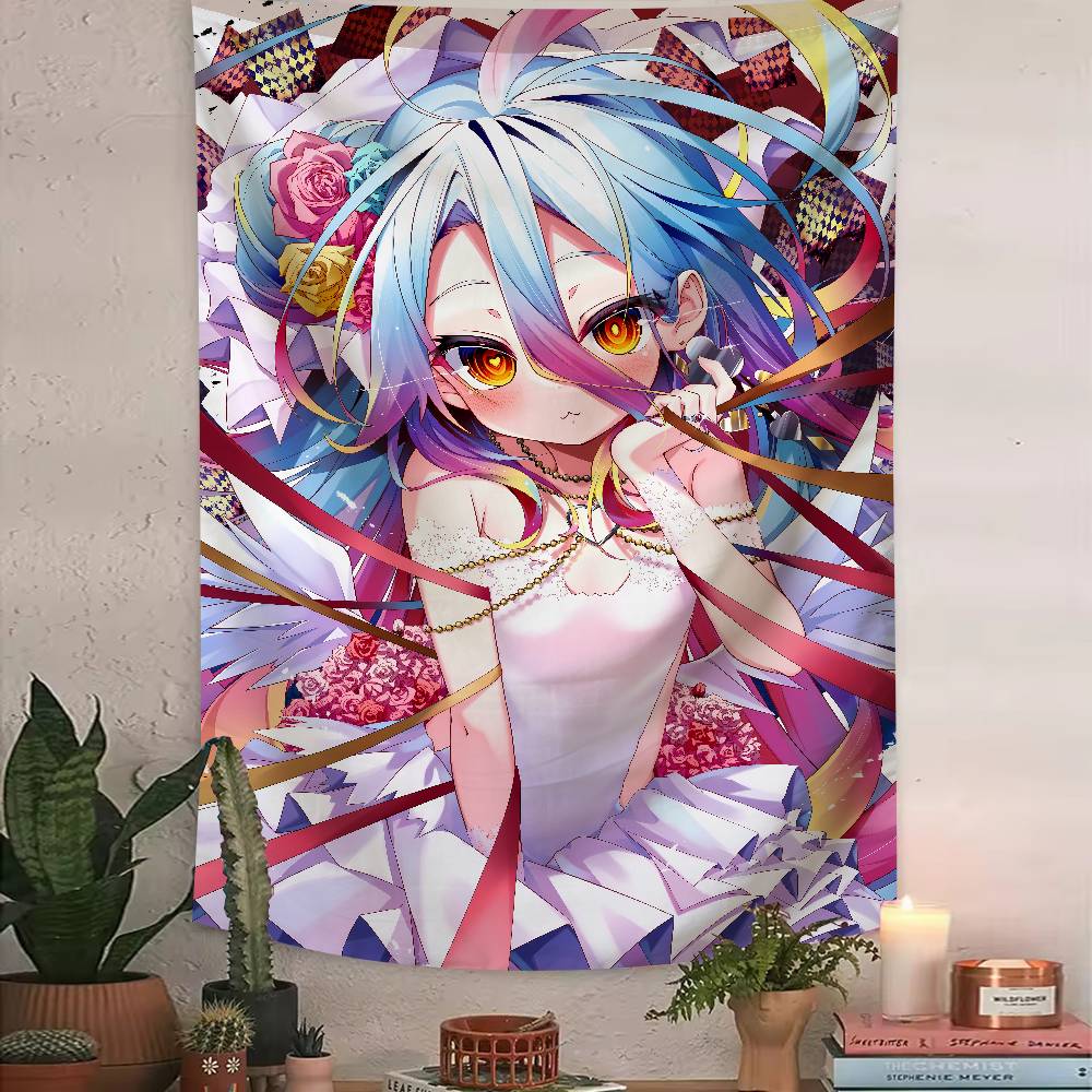 Anime No Game No Life Tapestry Bohemian Tarot Hippie Wall Hanging Dorm Kawaii Shiro Girl LARGE Wall Art for Bedroom Living Room