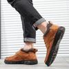 Men's Genuine Leather Casual Shoes Winter Plus Velvet Warm Ankle Boots Spring/ Autumn Men's Mid-cut Boots Mens Red Loafers