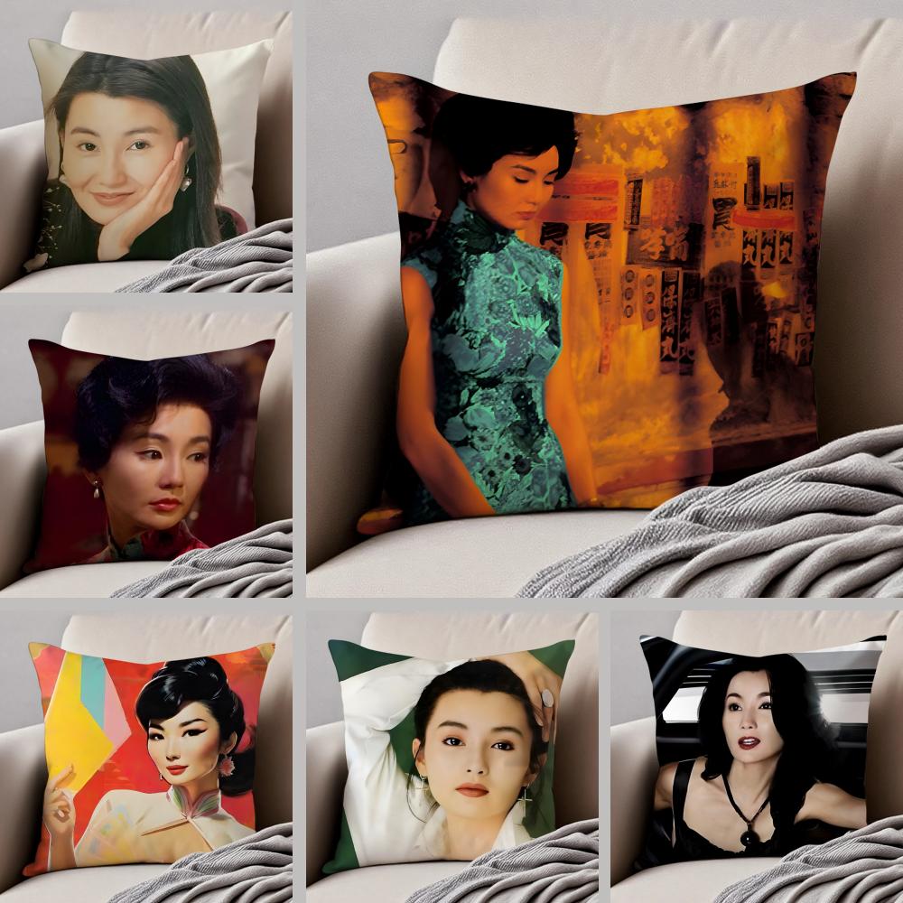Chinese Nostalgic Reminiscent MMaggie Cheung Cushion Cover Throw Pillow Cover Hidden Button Durable Polyester Chair Cushion