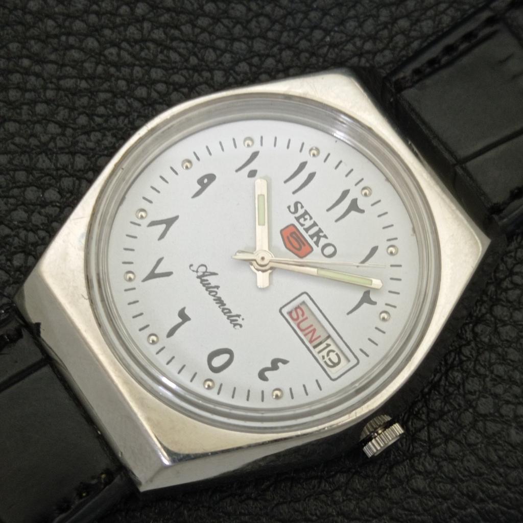 VINTAGE SEIKO 5 AUTOMATIC 6309A JAPAN MENS ARABIC WHITE DIAL WATCH A701540-5 R206b-a701540