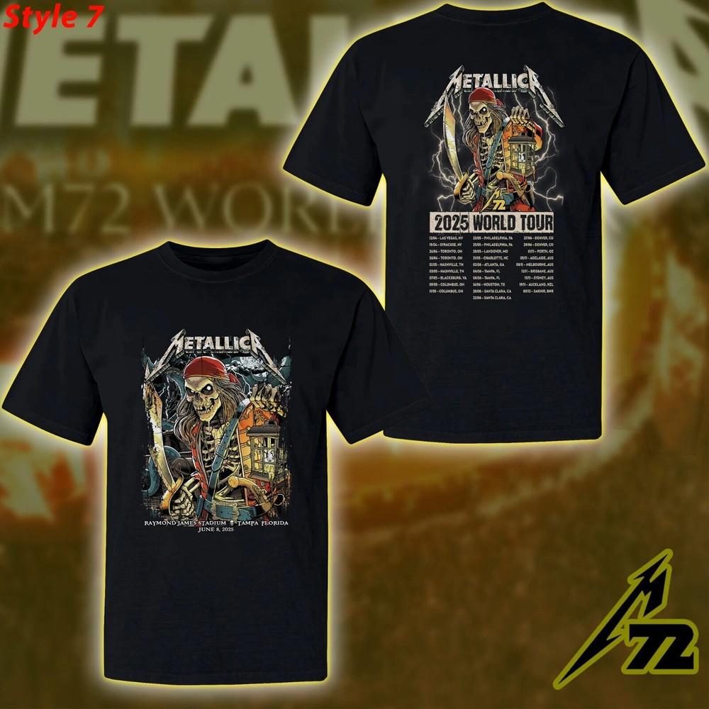 Metallica M72 Tampa June 8 2025  Raymond James Pirate Skeleton 2-Sided Unisex T-Shirt XXXL