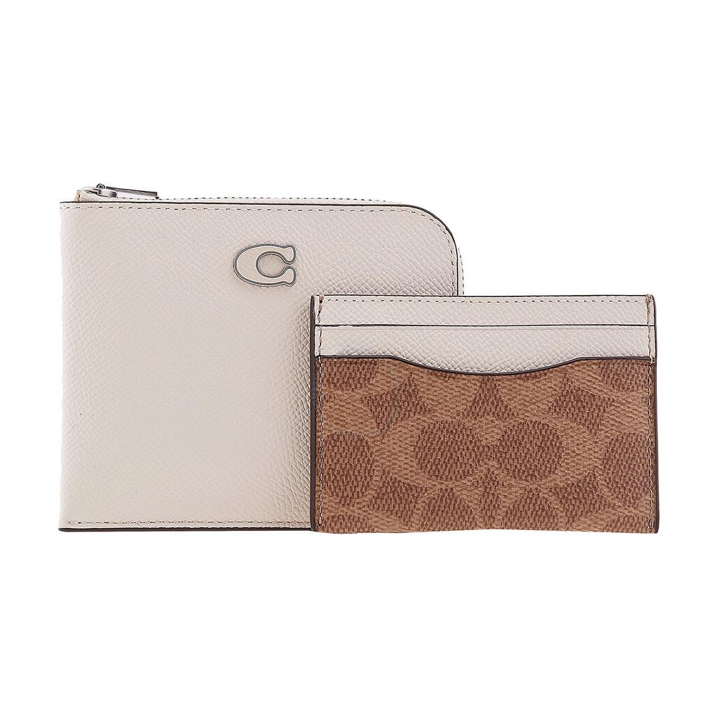 

Coach 11 Brand Logo Three-In-One Zipper Leather Wallet Women wallet Chalk Brown CJ882-OX2 Basic Set (Bag+Dust Bag)